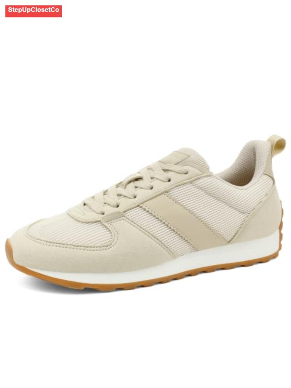Retro Suede Mesh Lace-Up Walking Sneakers Cushioned Comfort